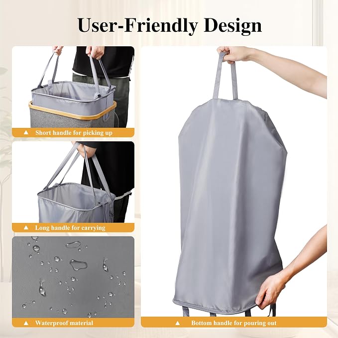 Foluck Large Laundry Hamper, 75L Waterproof Laundry Basket - Image 4