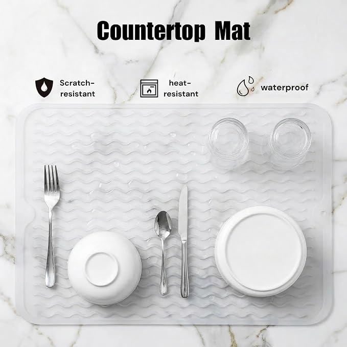 MicoYang Silicone Dish Drying Mat — Quick-Dry Ridges Counter & Sink Pad - Image 5