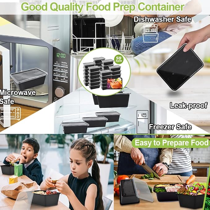 50-Pack Meal Prep Containers, Single Compartment - Image 5