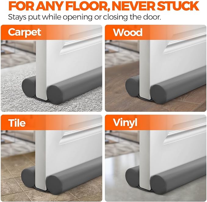 Holikme Door Draft Stopper Adjustable Door Sweeps, 32 Inch Dark Gray | Draft - Image 3
