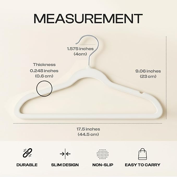 Utopia Home Velvet Hangers, 50 Pack | Luxury Non-Slip Slim Pant & Coat Hangers - Image 2