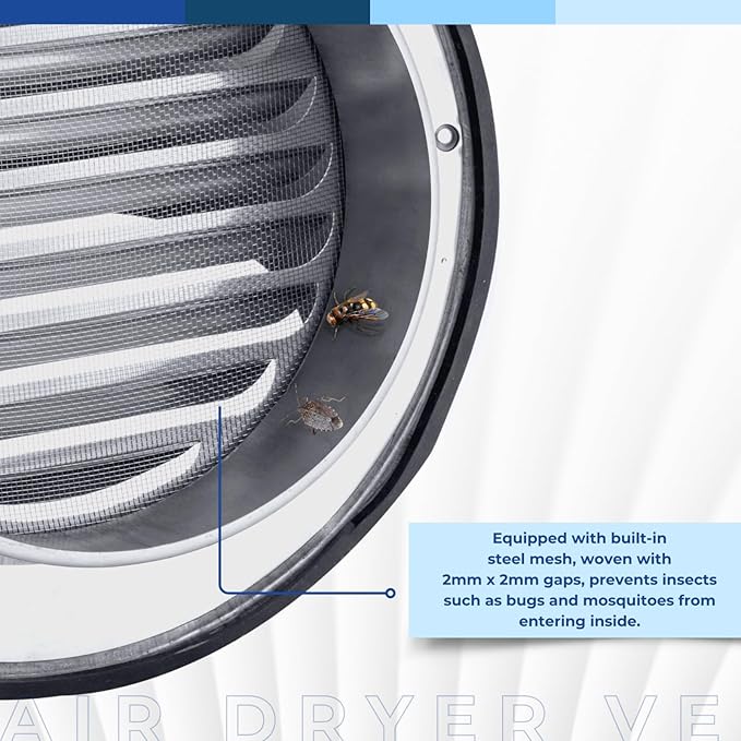 Fits 6" Neck Dryer Duct | Stainless Steel Round Exhaust Air Dryer Vent Cover Hood with Rubber Seal - Rust-Resistant, Weatherproof and Efficient Airflow Exterior Wall Outlet Duct Ventilation Grille