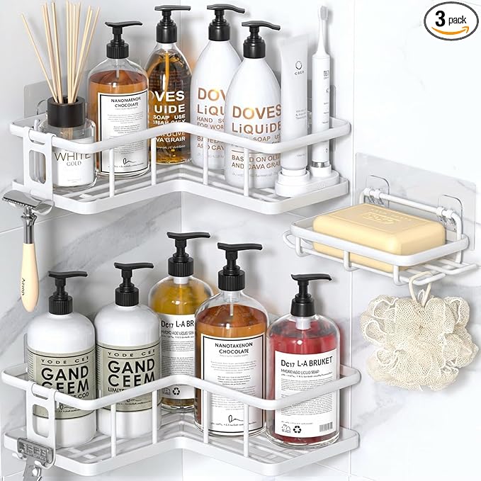 YASONIC Corner Shower Caddy Adhesive, 100% Rustproof Shower Organizer by YASONIC