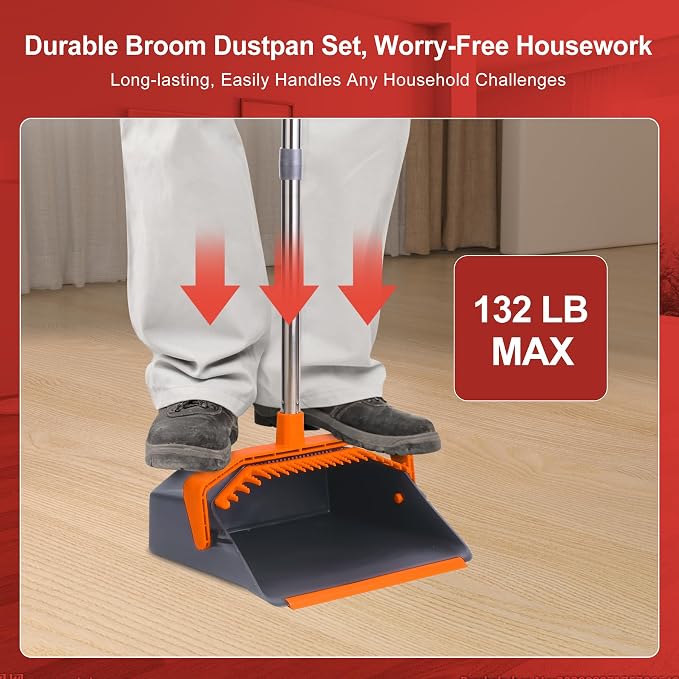 Broom and Dustpan Set for Home, ZeroGap Lip, Upright Storage Broom Combo for - Image 2