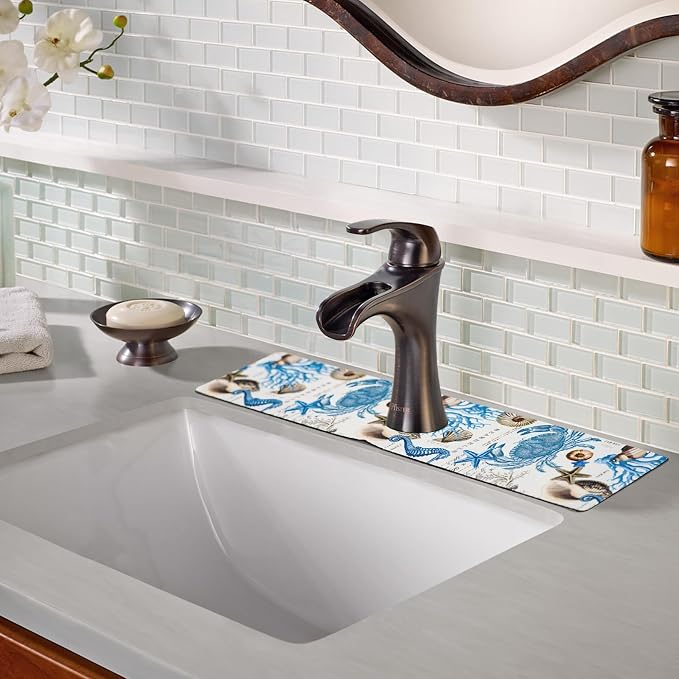 Sink Faucet Absorbing Mat, 2 Pack Drying Mat Around Faucet Sink Splash Guard - Image 3
