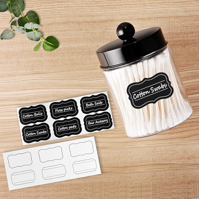 Amolliar Acrylic Apothecary Jar Bathroom Qtip Holder Black 4 Pack - Image 3