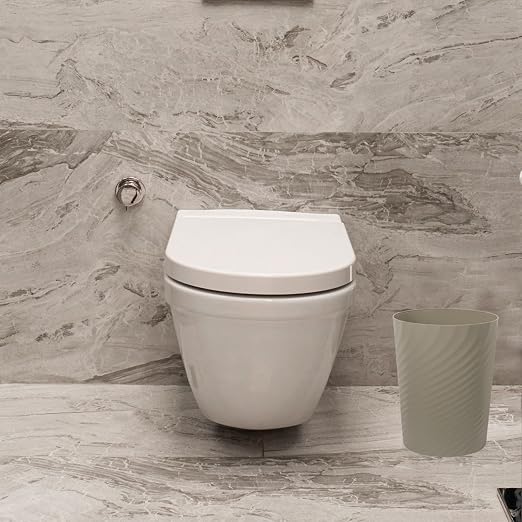 UUJOLY Plastic Small Bathroom Trash Can Wastebasket Garbage Can, Khaki | - Image 7