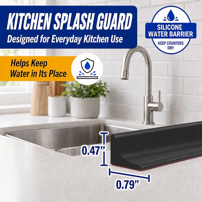 Kitchen Sink Splash Guard and Bathtub Water Barrier, 98 in | Flexible - Image 2