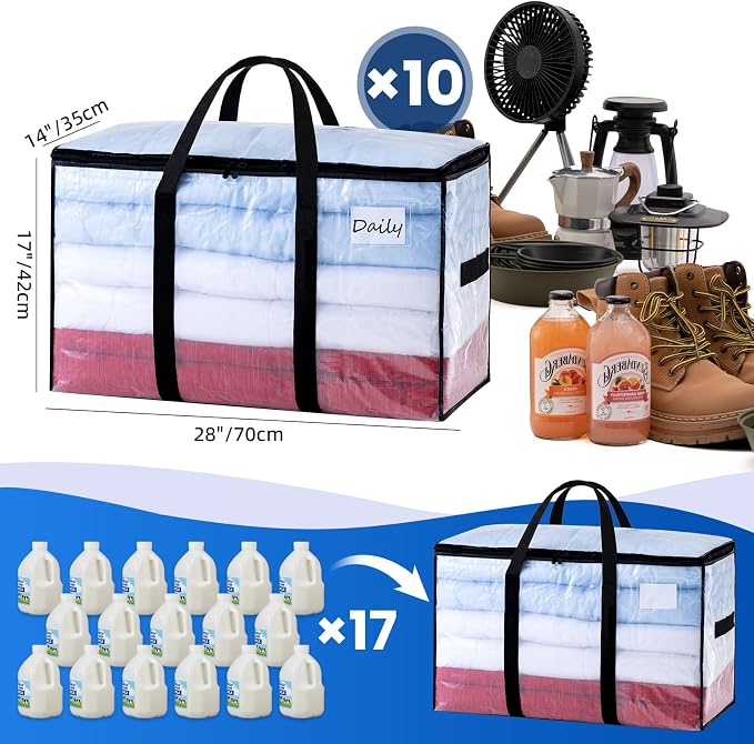 TAILI 10 Pack Clear Extra Large Moving Bags, Storage Bag - Image 6