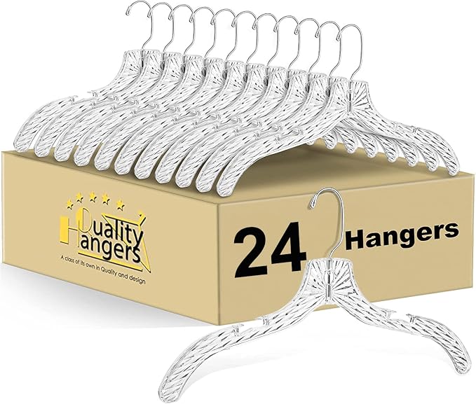 Quality Clear Plastic Hangers 24 Pack by QualityHangers