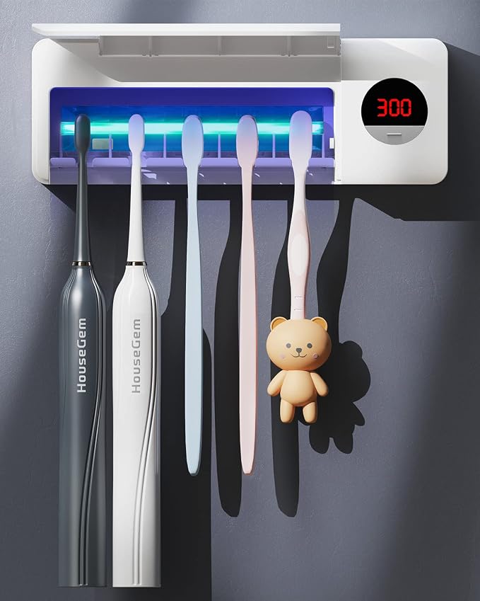 Toothbrush Holder for Bathroom Wall Mounted, Rechargeable by HouseGem%C2%AE