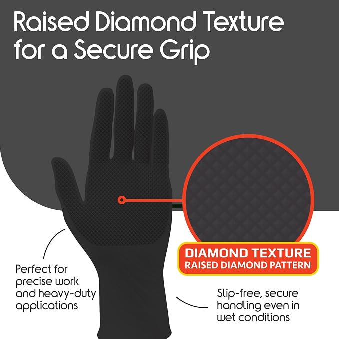 Inspire 6 or 8 Mil HEAVY DUTY Stretch Nitrile Black Gloves Disposable Latex Free - Image 3