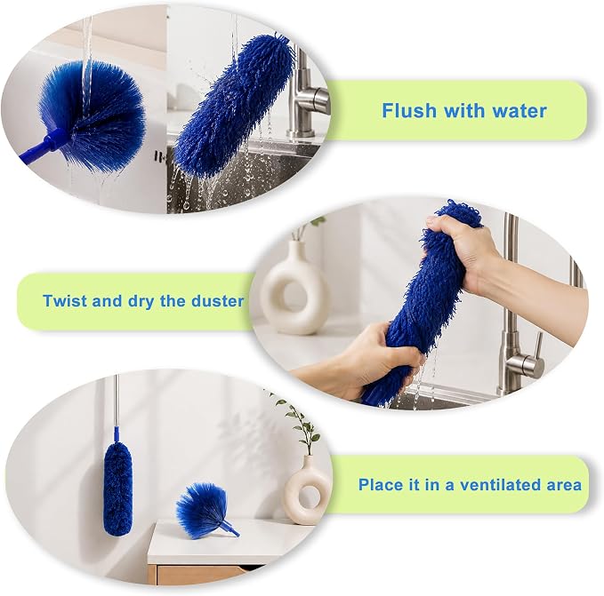 Cobweb Duster with Extension Pole, Spider Web Brush, Washable Cleaning Kit - Image 7