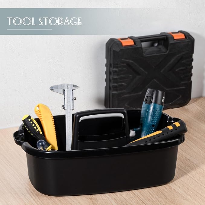 Large Cleaning Supplies Caddy Portable Shower Caddy Basket Black 2 Pack - Image 5