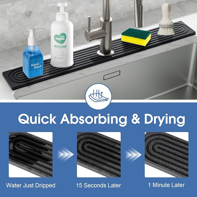 24 Inch Kitchen Sink Splash Guard, Sink Splash Guard Behind Faucet, Silicone - Image 5
