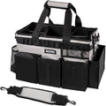 Wearable Cleaning Caddy Bag, Cleaning Caddy Supplies Organizer with Handle & Shoulder Straps for Housekeepers, Under Sink & Car Cleaning Tool Organizers with 4 Foldable Divider (Grey)