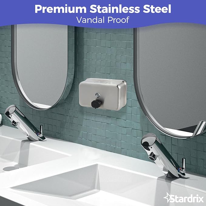 Stardrix Heavy Duty Stainless Steel Wall Mount Soap Dispenser, 1100ml/37oz - Image 5