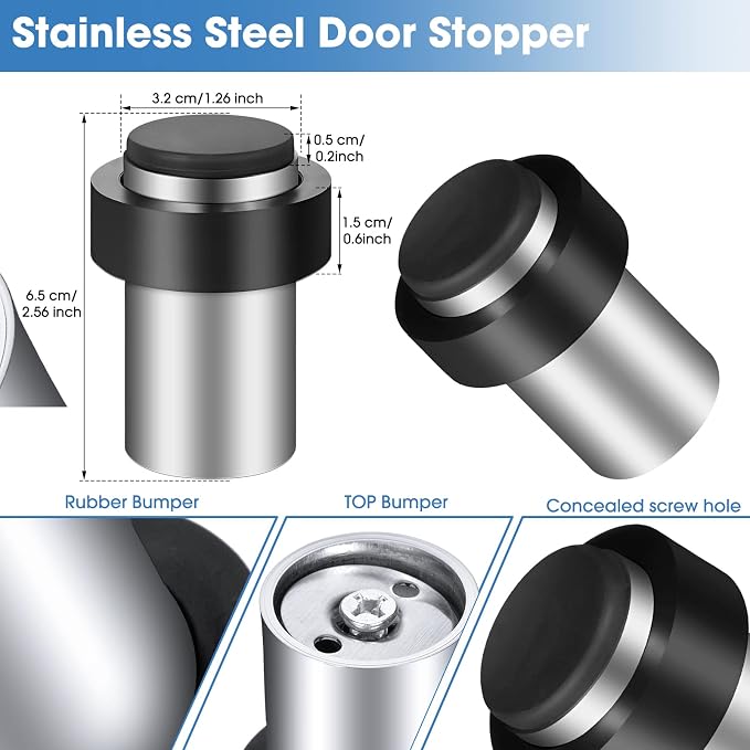 Chumia 30 Pcs Floor Mounted Door Stopper Stainless Steel, Wall Protector - Image 2