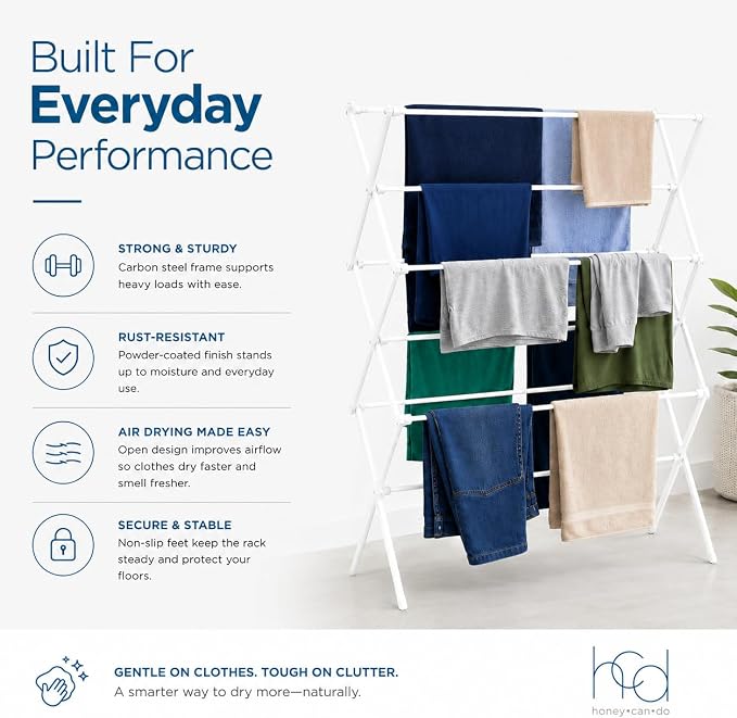 Honey-Can-Do 6-Tier Collapsible Clothes Drying Rack, No Assembly, then folds - Image 5