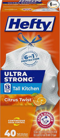 Hefty Ultra Strong Trash Bags 13 Gallon | Tall Kitchen | Drawstring Closure | by Hefty