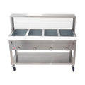 Kratos Commercial Mobile Electric Steam Table/Hot Food Table with Overshelf and Sneeze Guard, 4 Wells, Stainless Steel, NSF, 120V (28W-203)
