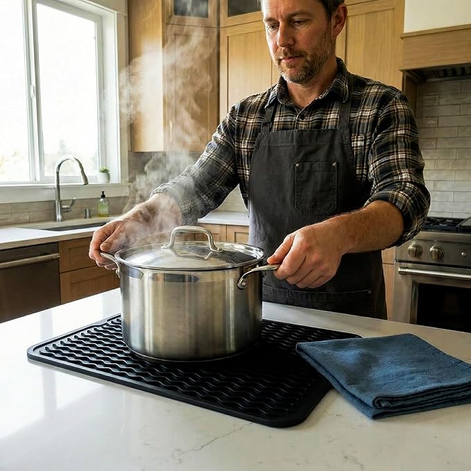 MicoYang Silicone Dish Drying Mat — Quick-Dry Ridges Counter & Sink Pad - Image 5