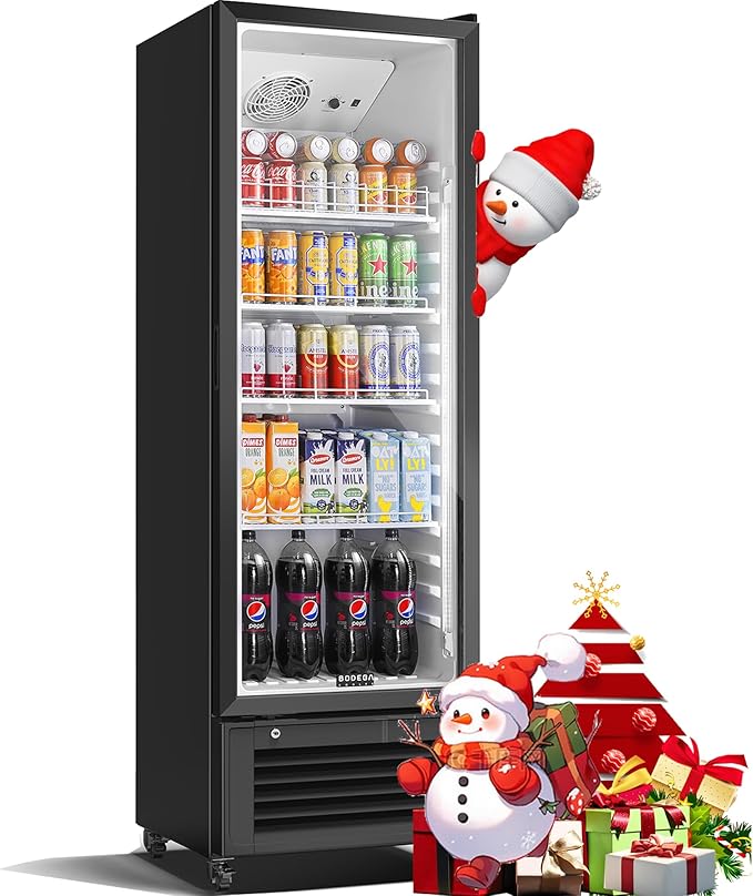 BODEGACOOLER Beverage Refrigerator, 326L/344 Qt Commercial Refrigerator For Kitchen, Home,Office and Garage, 312 Cans & 192 Bottles Display Refrigerator For Beer,Soda, Bar Cooler with Soft LED Light.