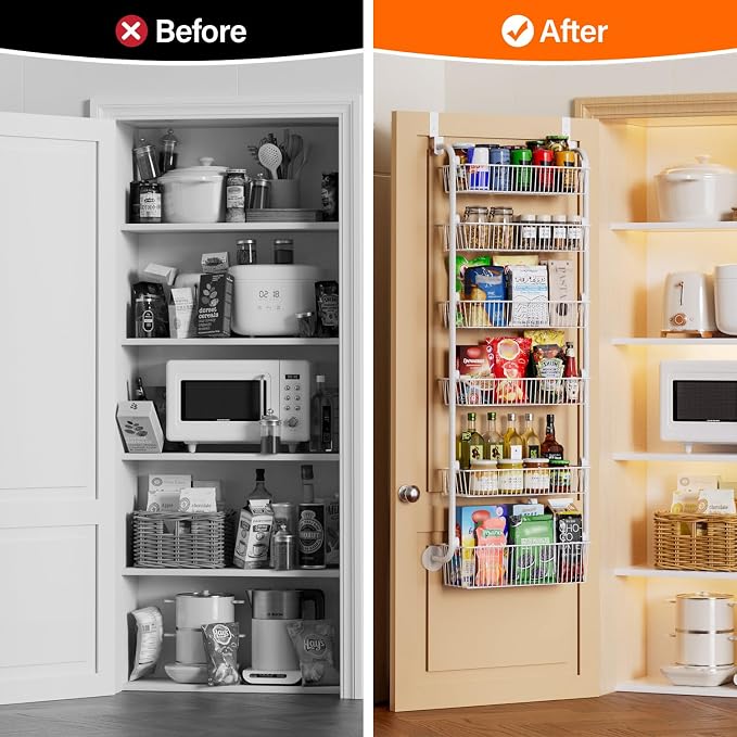 Delamu Large Over the Door Pantry Organizer, 6-Tier Metal Pantry Door - Image 5