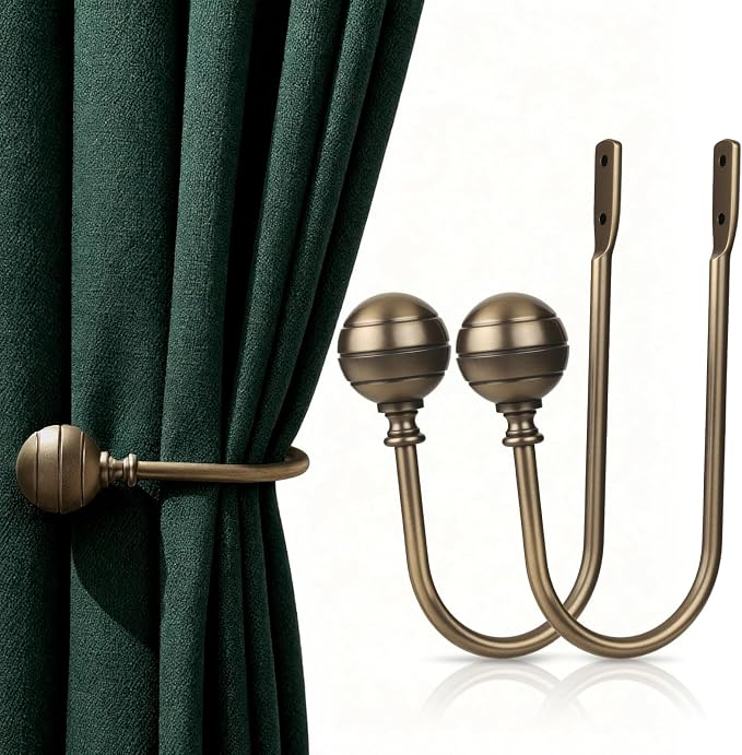 Large Curtain Holdbacks, Antique Brass by Gobutend