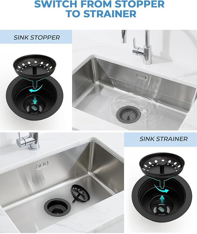 3-1/2 Inch Kitchen Sink Drain with Strainer Stopper Drain Assembly Removable Basket Strainer Plug fit Standard Sink Drain Hole, Stainless Steel Oil Rubbed Bronze