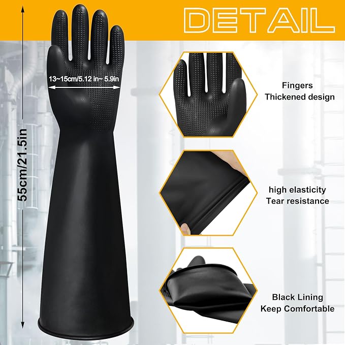 22" Upgraded Latex Gloves Chemical Resistant Glove Safety Work Long Gauntlets - Image 3