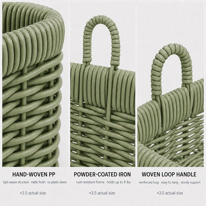 AceList Wall Hanging Basket, Boho Style Hand-Woven Hanging Storage Baskets - Image 7