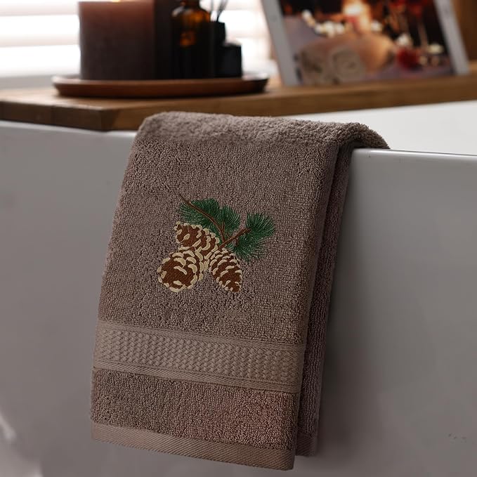 3 Pcs Rustic Pine Cone Hand Towels - Image 4
