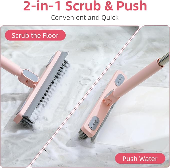 Floor Scrub Brush with Long Handle, Grout Brush | V-Shaped Stiff Bristles - Image 4