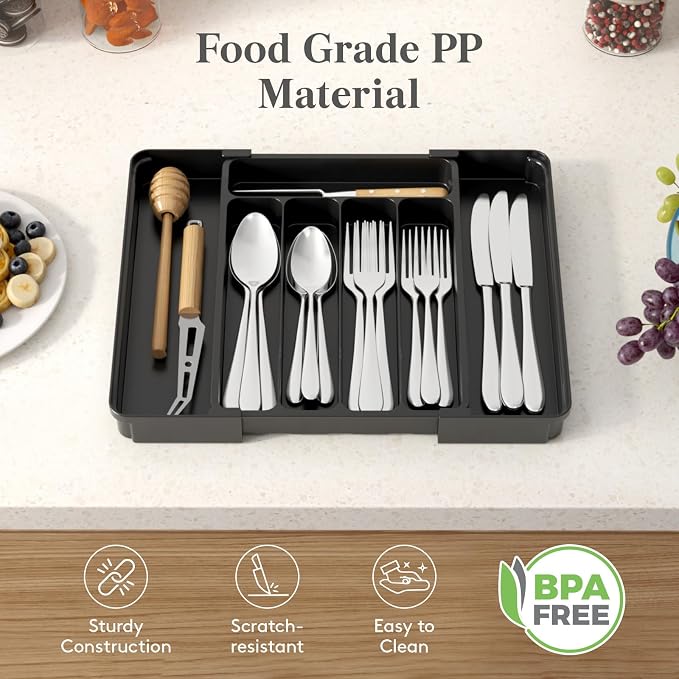 Lifewit Silverware Organizer for Drawer, Expandable Utensil Tray | BPA-free - Image 7