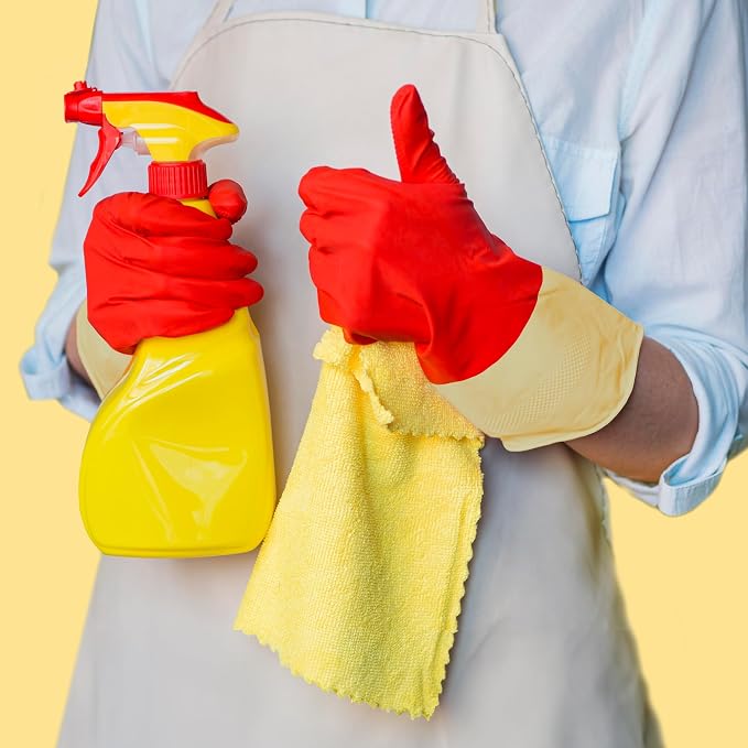 SteadMax Red Cleaning Gloves, Supreme Durability, Natural Rubber Latex Gloves - Image 3