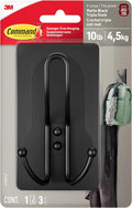Command X-Large Black Triple Hooks, 1 Hook, 3 Strips | Heavy Duty, Damage-Free by Unknown