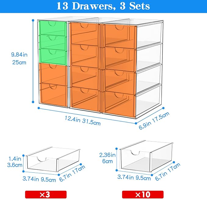 ARSTPEOE Acrylic 13-Drawer Storage & Makeup Organizer - Image 3