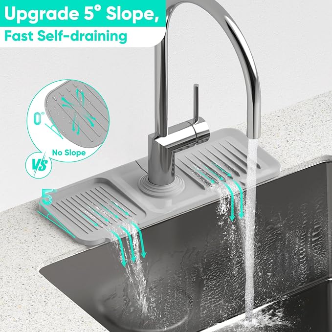 14.6'' Faucet Mat for Kitchen Sink Kitchen Sink Splash Guard Silicone Kitchen - Image 2