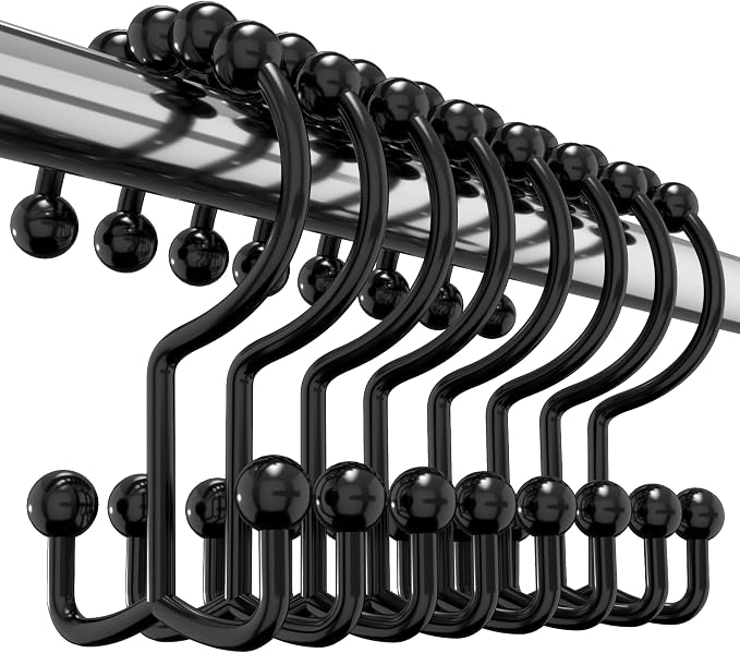 Utopia Bedding Double Glide Shower Curtain Hooks, 12 Pack, guest rooms by UTOPIABEDDING