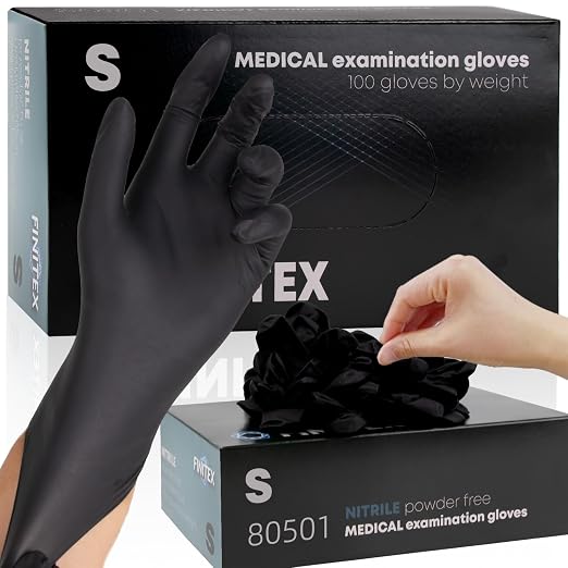 FINITEX - Black Nitrile Disposable Gloves, Powder-free, Medical Exam Latex-Free by FINITEX