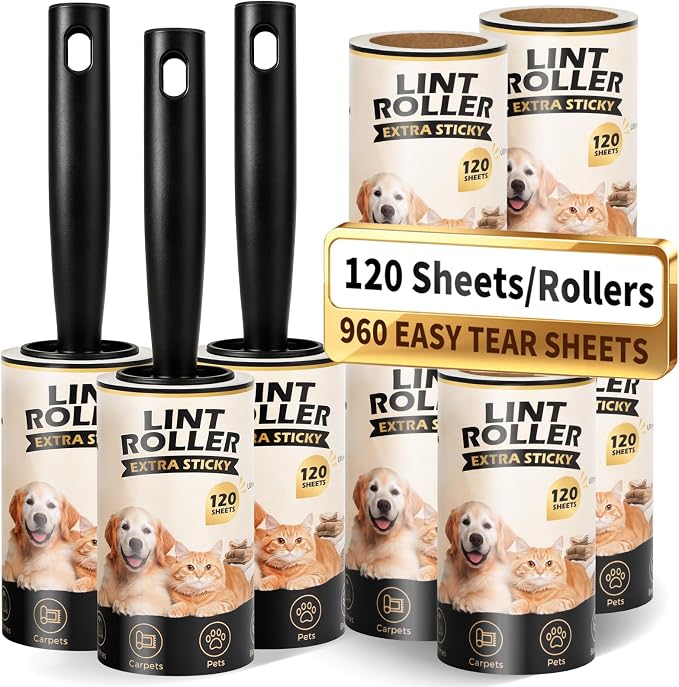 Lint Roller for Pet Hair Removal, Extra Sticky Pet Hair Rollers by RINOVIQ