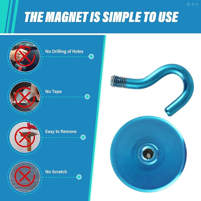 Neosmuk Magnetic Hooks, 130lb Heavy Duty, 10 Pack - Image 6