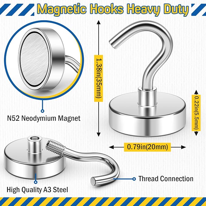 FINDMAG Magnet Hooks, 50LB+ Magnetic Hooks - Image 6