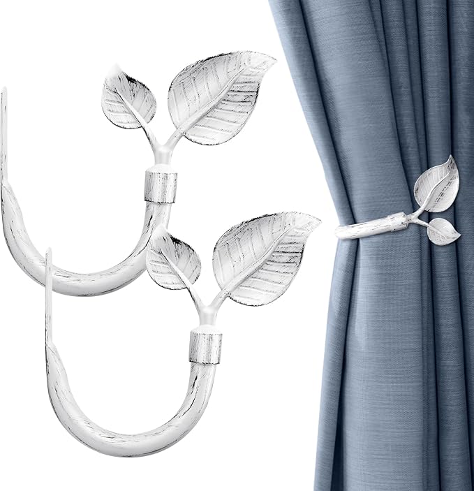 HIKMLK Leaf Shaped Curtain Tieback Holdbacks 2pcs, Handmade Metal Curtain Side by HIKMLK