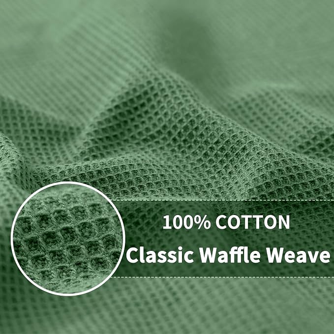 Homaxy 100% Cotton Waffle Weave Kitchen Towels, 4 Pack, Grass Green - Image 3