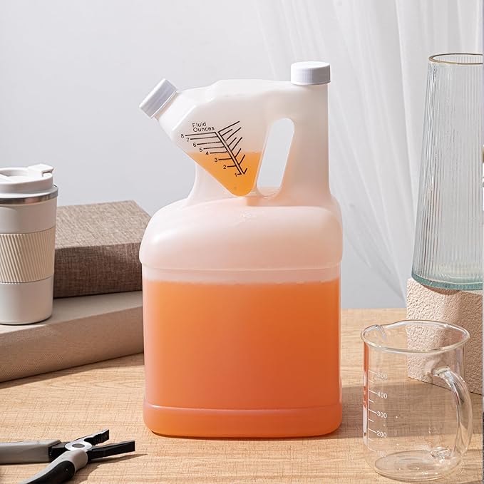 1 Pcs 128oz Measure Container and Pour Measuring Containers HDPE Plastic Measuring Bottle, 8oz Measure Capacity