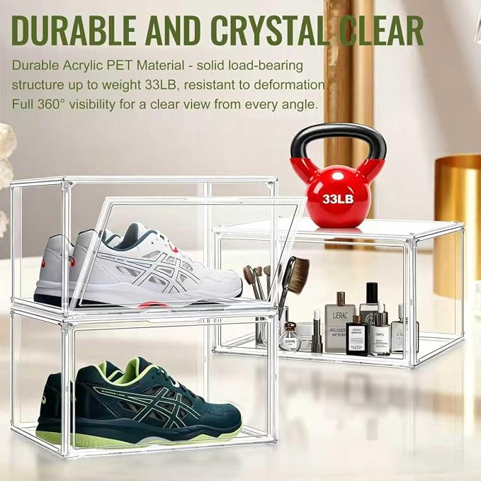 Heavy Duty Acrylic Shoe Box, Size 14, Stackable Everyday Footwear Storage - Image 5