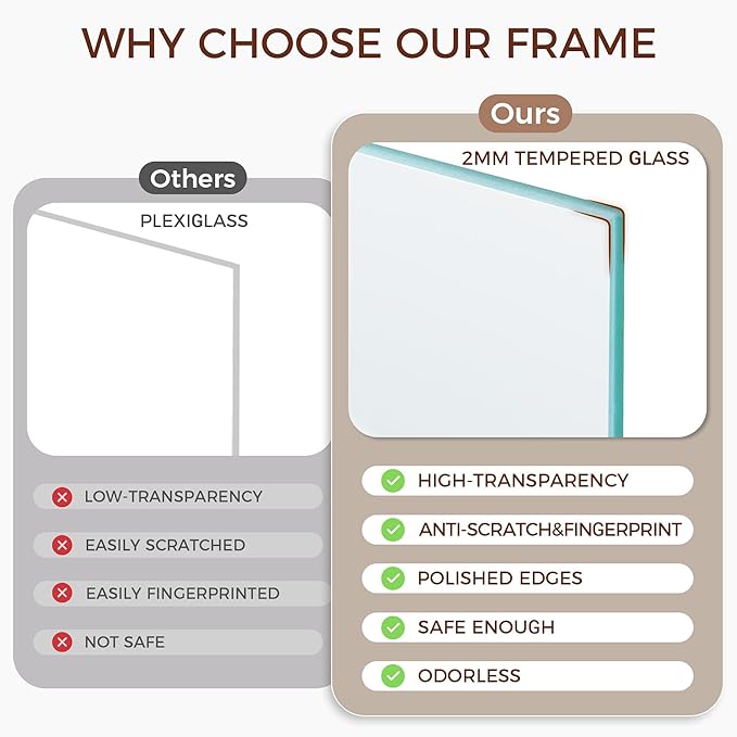 16x24 Picture Frame for Wall, Rustic Wood 16 by 24 Poster Frames, Oak Wood Picture Frame 16 x 24 with Real Glass, 12x18 Frame Matted to 16x24, Minimalist 16 x 24 Wood Frames, Walnut Color, 1 Pack