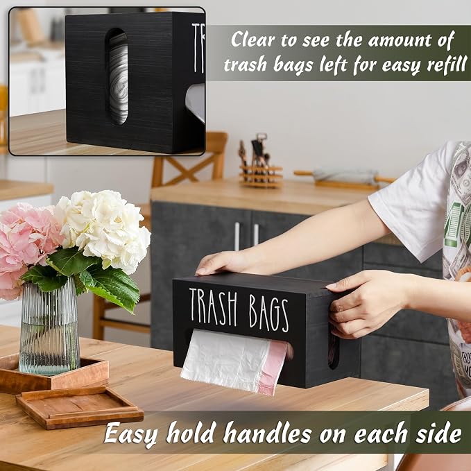 DRASTAR Trash Bag Dispenser, Trash Bag Holder Wall Mount, Wooden Trash Bag - Image 6